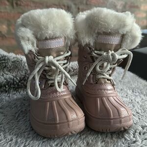 Kids London Fog Silver Glitter winter boots